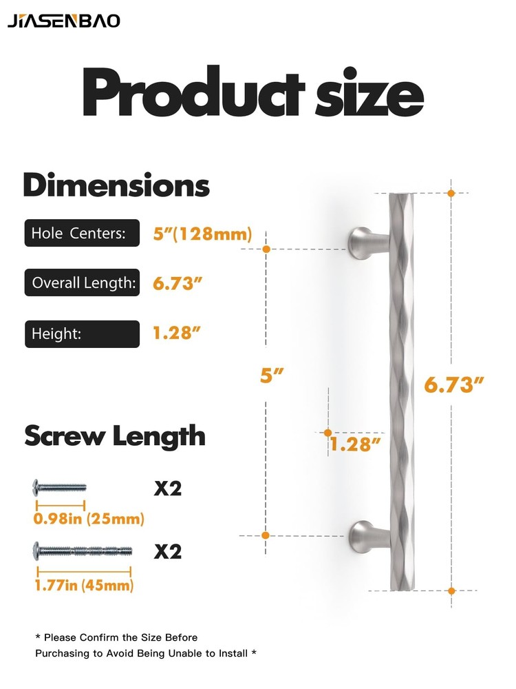 Hammered Silver Cabinet Pulls - 5 in Hole Center, 10 Pack for Kitchen & Bathroom