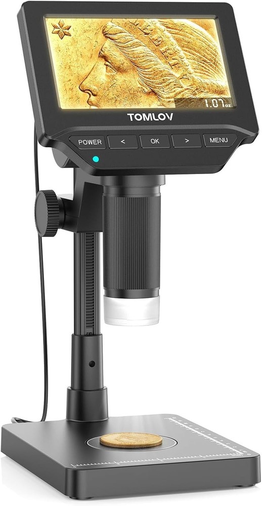 DM4W Microscope with Weighing Scale: 4.3" Digital Coin Microscope with Screen...