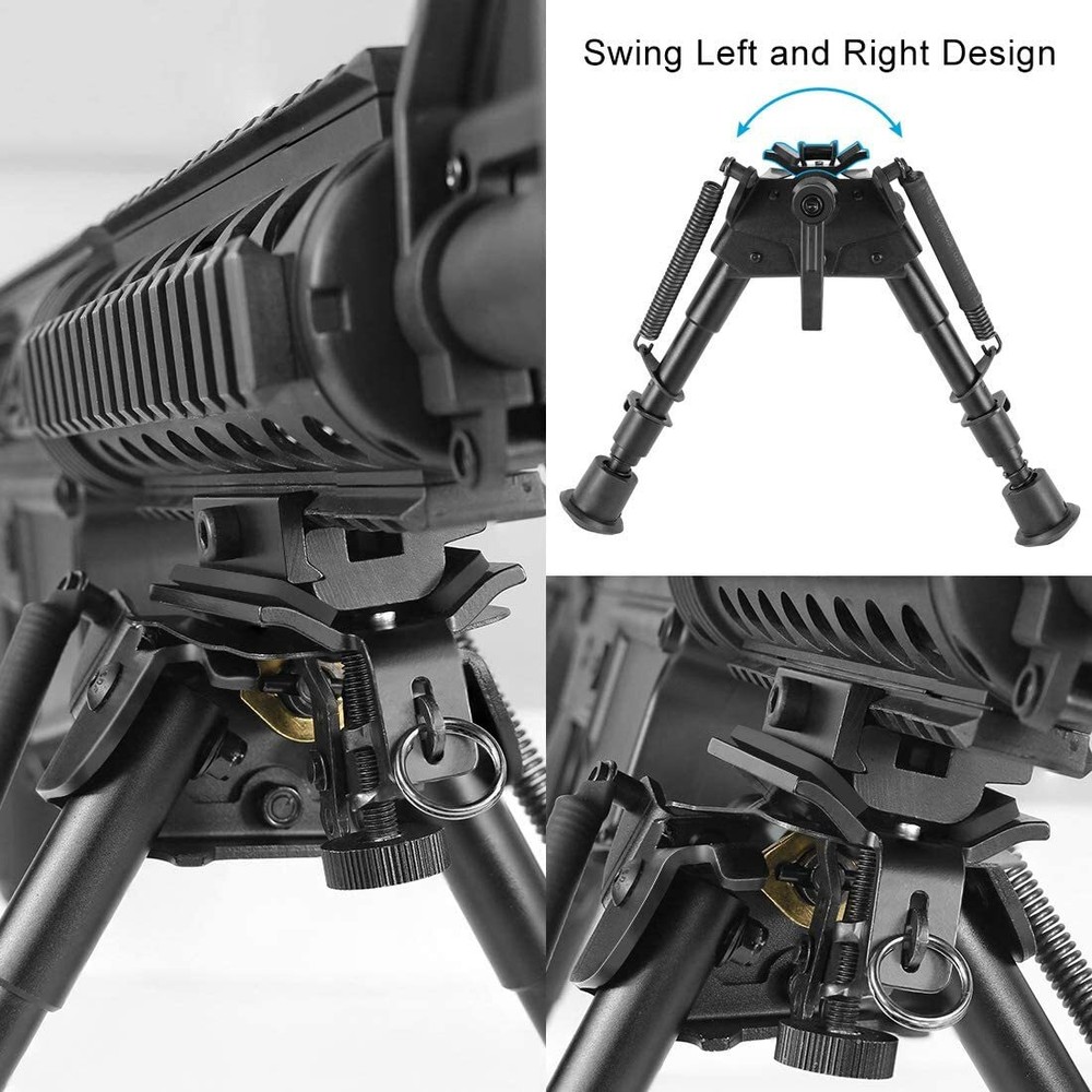 6" to 9" Adjustable Pivot / Rotating Spring Return Rifle Bipod Adjustable Legs