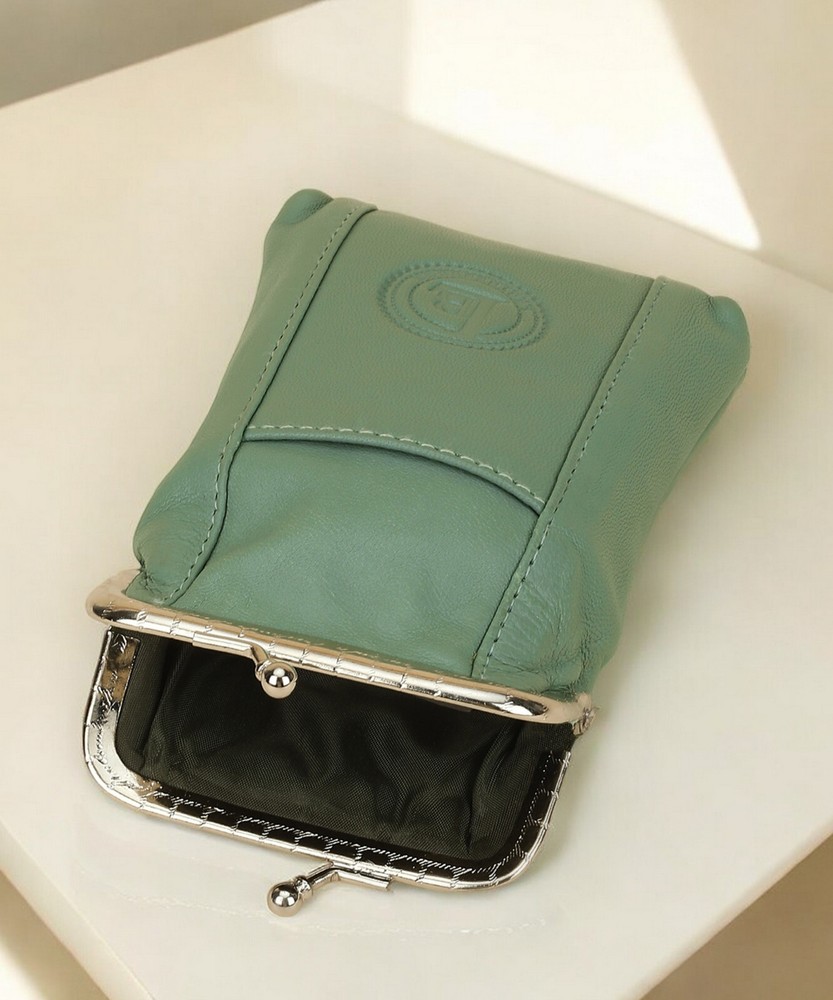 Genuine Leather Cigarette Case with Lighter Pouch Soft Green by Leatherboss