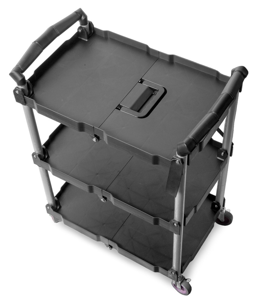 WEN 73065 Compact Foldable Service Utility Cart, Three Tier 165-Pound Capacity