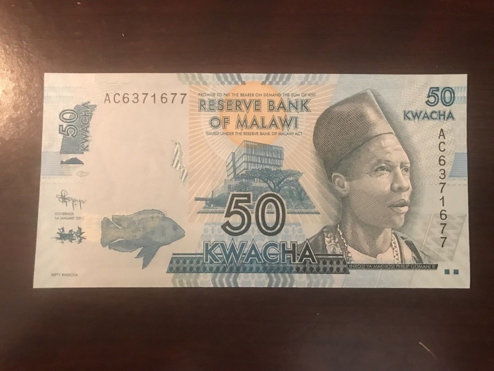 2012 Malawi 50 Kwacha Banknote; Crisp, Uncirculated
