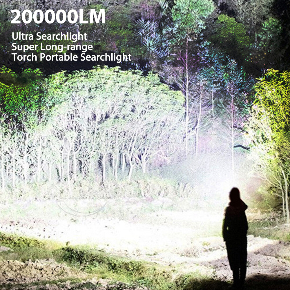 200000 lumen Rechargeable LED Searchlight Portable Handheld Spotlight Flashlight