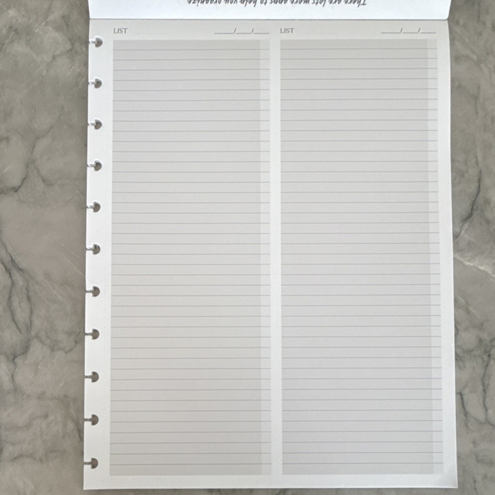Levenger Circa Take-With Lists Letter Size Planner Refills 25 Sheets 100 Lists
