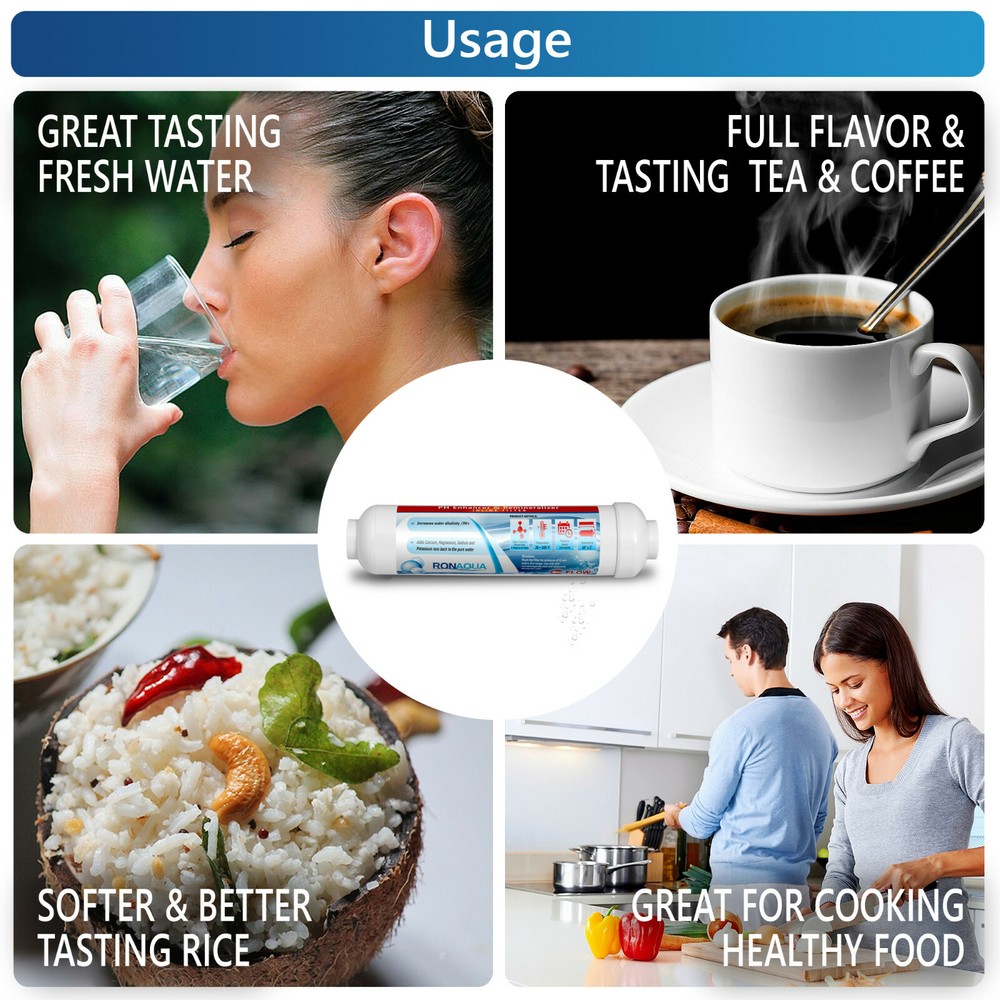 Alkaline in-line Water Replacement Filter - PH Enhancer, and Re-Mineralizer