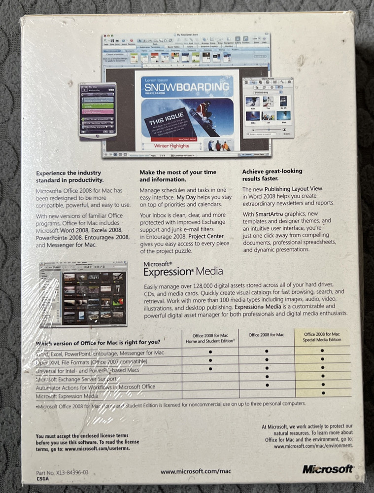 Microsoft Office for Mac 2008 Special Media Edition With Expression Media New