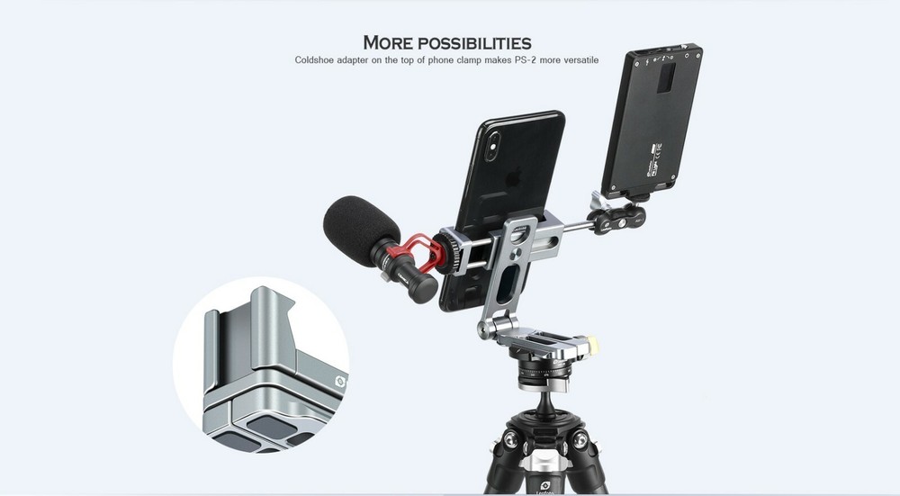 Leofoto PS-2 Multi-Functional Foldable Cellphone Stand Arca Cold Shoe Black