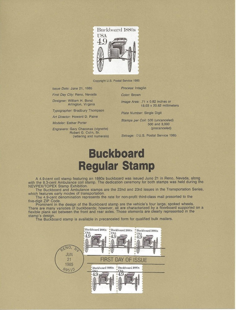 JEROME KERN BROADWAY COMPOSER  1985  USPS FD Souvenir Page #2110