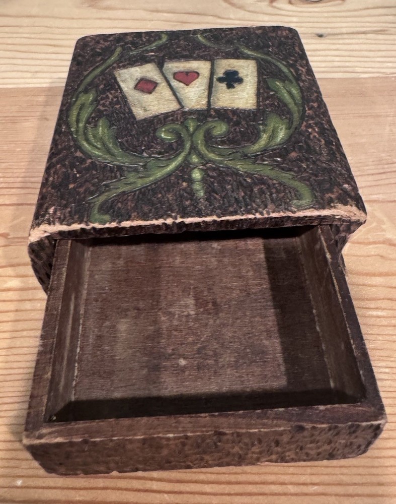 Vintage Single Deck Playing Card Box Handmade Wood