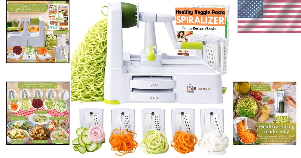 Sleek Vegetable Spiralizer with Blade Caddy: Ideal for Quick Weeknight Cooking