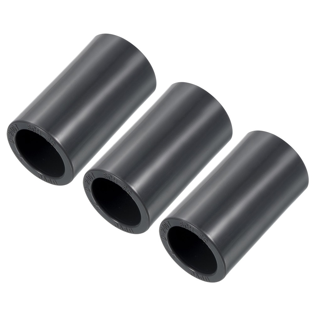3 Pcs UPVC Fitting, Straight Adapter Connector Socket Schedule 80(Gray, 1/2")