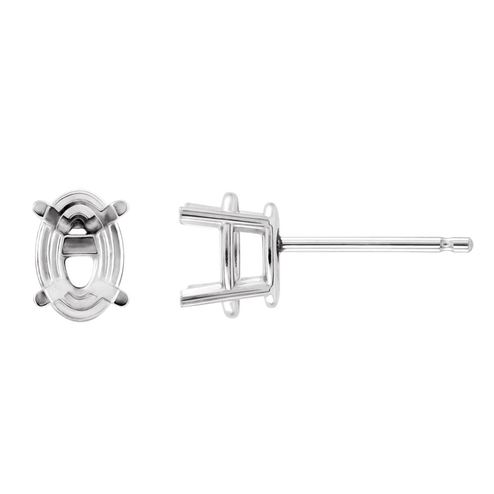 Oval 6x4mm Semi Mount Earring Setting 925 Sterling Silver