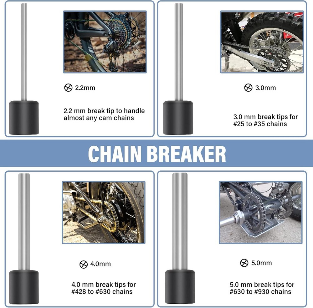 motorcycle chain breaker tool kit, 18-Piece rivet Set, Chain Link...