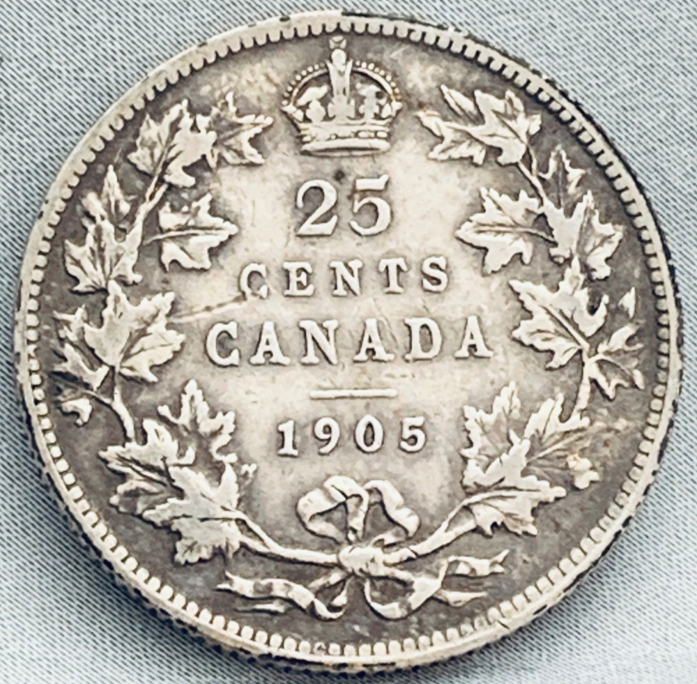 1905 Canada 25 Cents Silver Coin