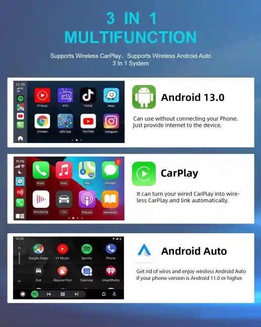 Carlinkit CarPlay Ai Box Plus Android13 QCM 8-Core 8+128GB Wireless Android Auto