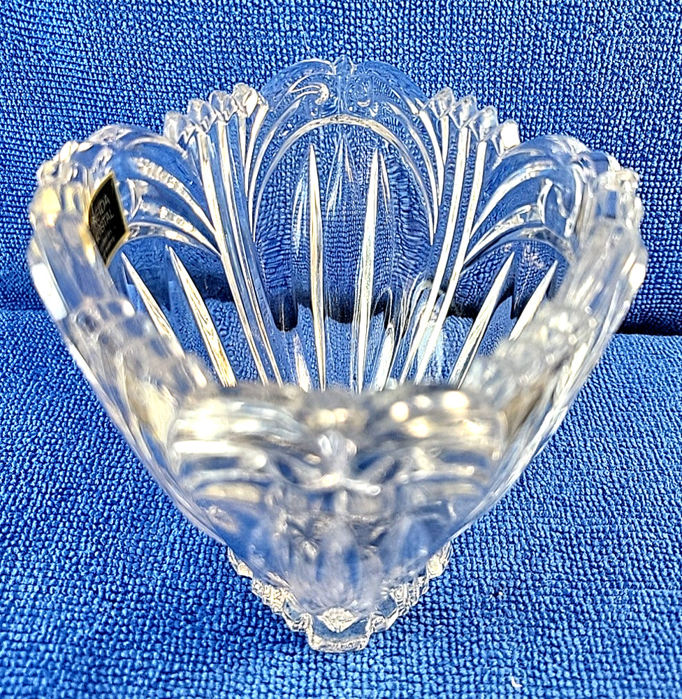 Oneida Crystal Candy Dish Made In Germany Augustine Pattern With Sticker