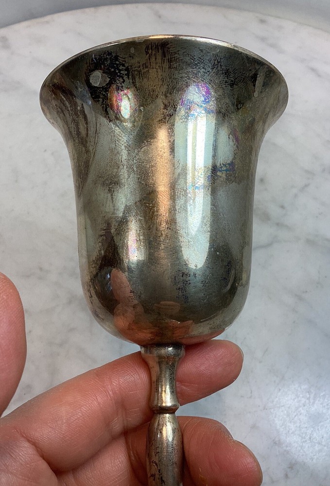 Vintage Silver Plated Kiddish Cup Wine Goblet Judaica