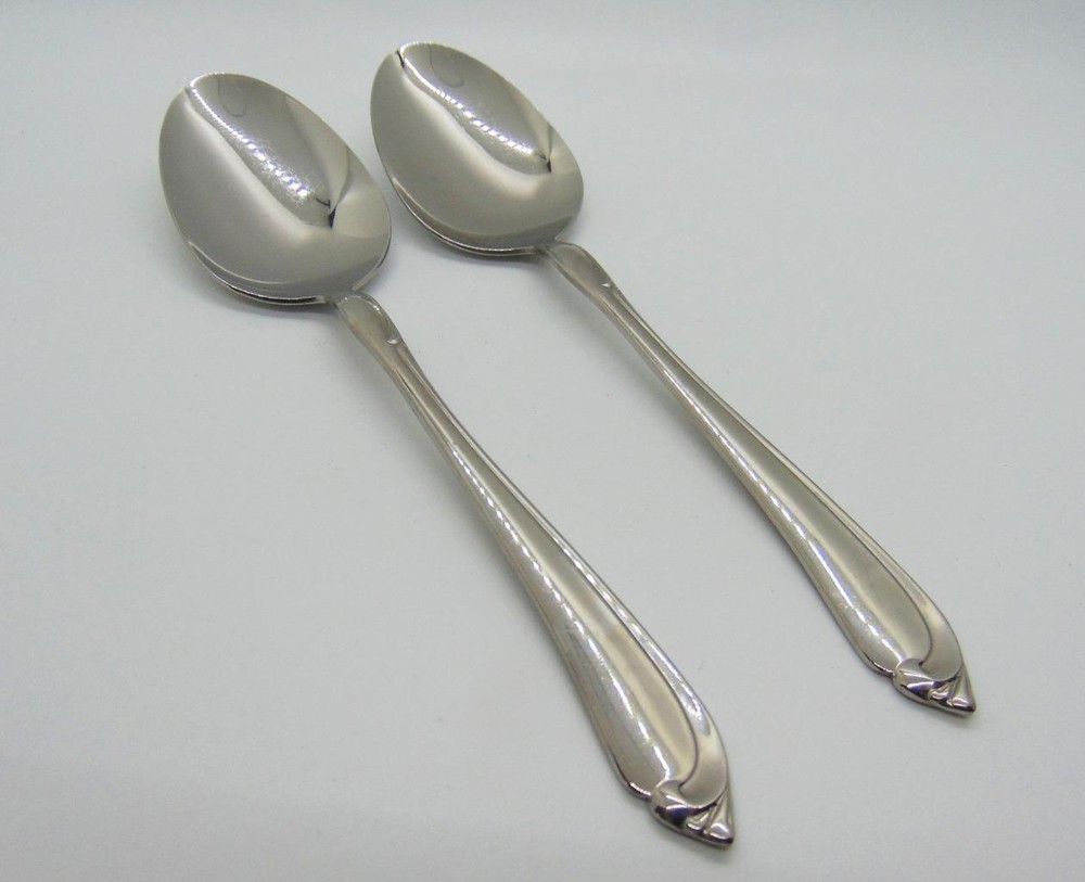 Oneida SHASTA 2 Serving Spoons/Tablespoons Oneidacraft Deluxe Stainless