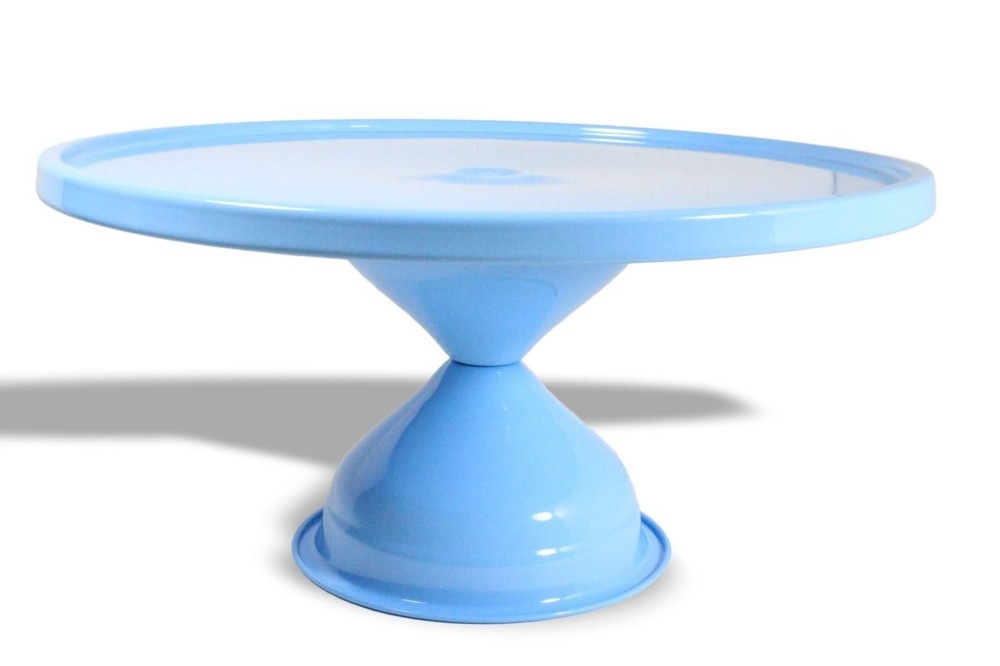 5 Blue Round Cake Stands with pedestal base