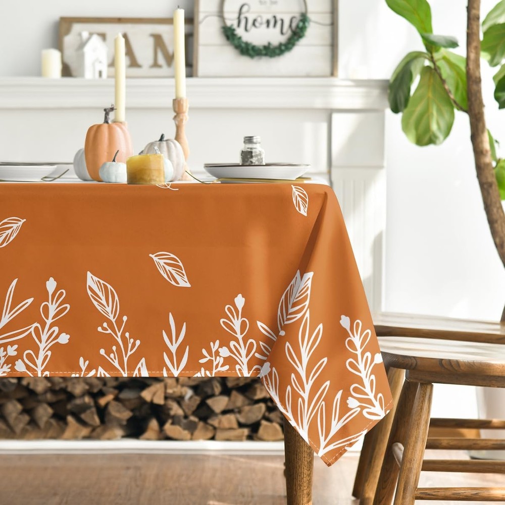 Horaldaily Fall Tablecloth 60x84 Inch 60" x 84" (Rectangular), Orange