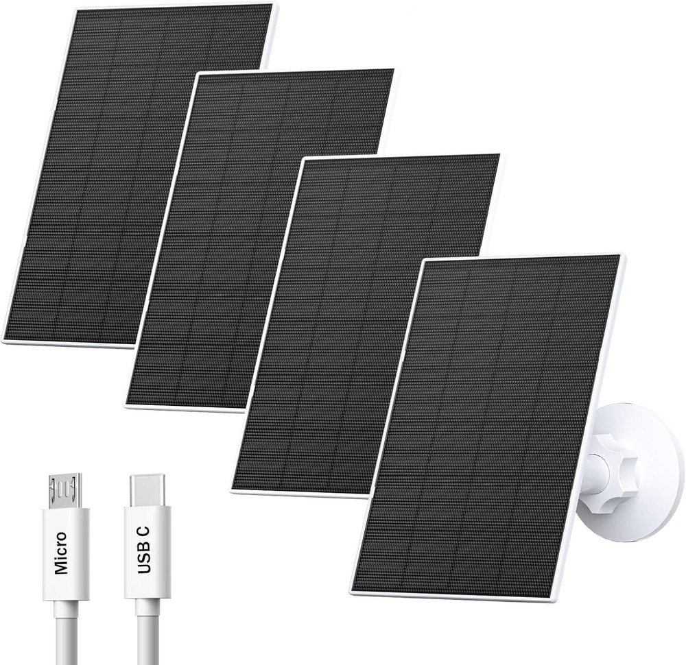2W Solar Panel Security Cameras Solar Charger W/ Micro USB & USB-C Port