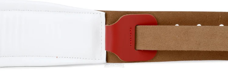 Levy's Amped Leather Series Guitar Strap - Red with White Backing