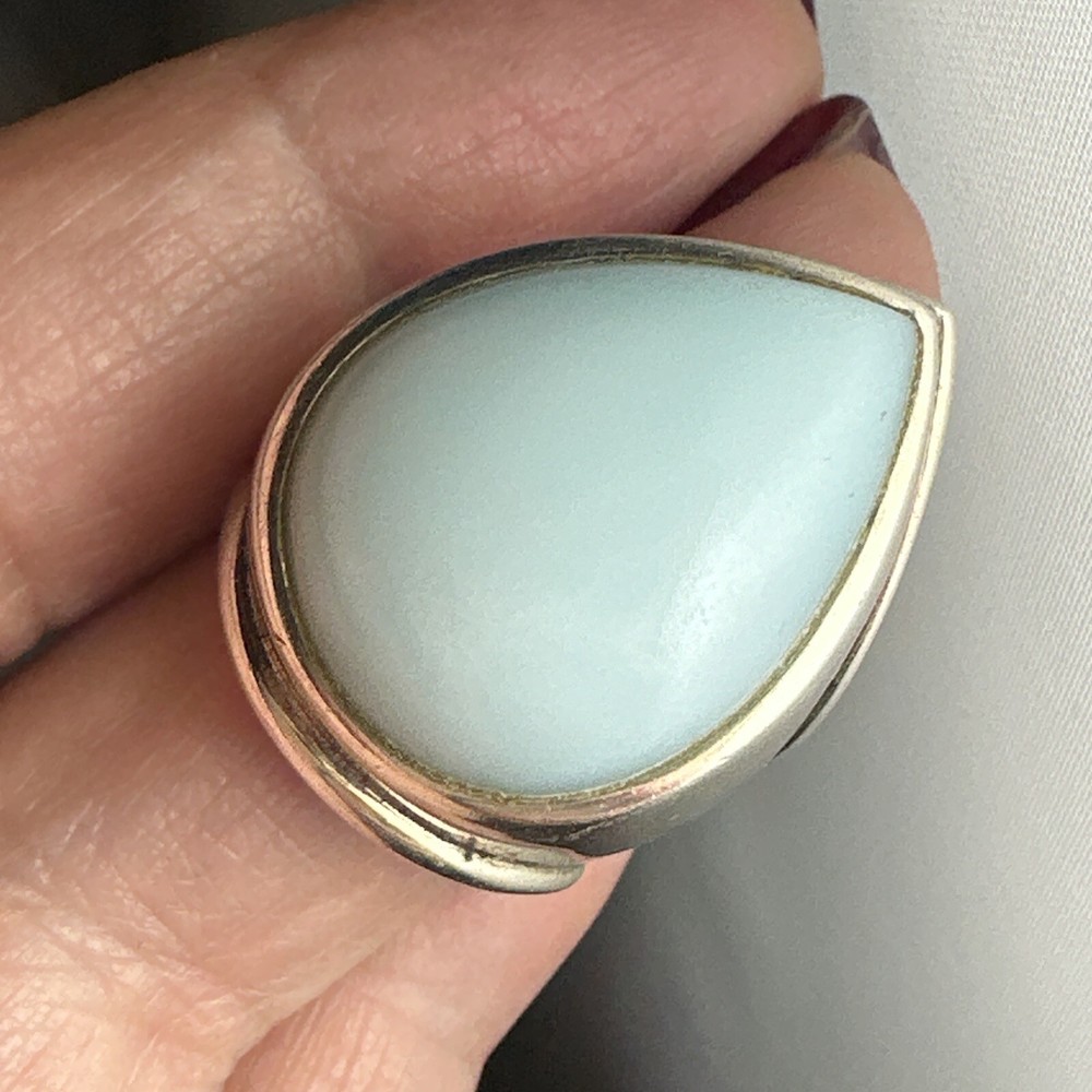 Beautiful sterling silver designer signed turquoise ring size 8