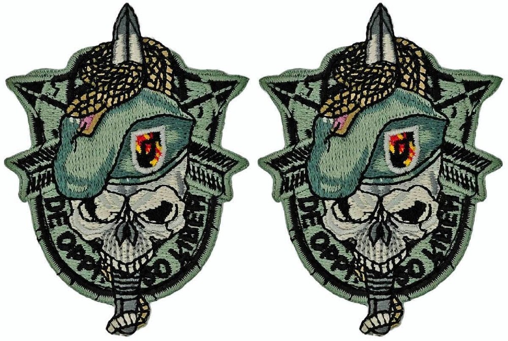 Army Special Forces Skull Sword Snake Morale Patch || 2PC HOOK BACKING  3.0"