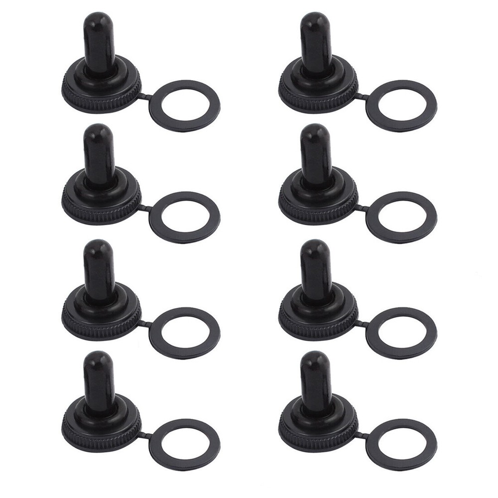 8Pcs 12mm Thread Waterproof Toggle Switch Boot Rubber Cover Cap Protector Black