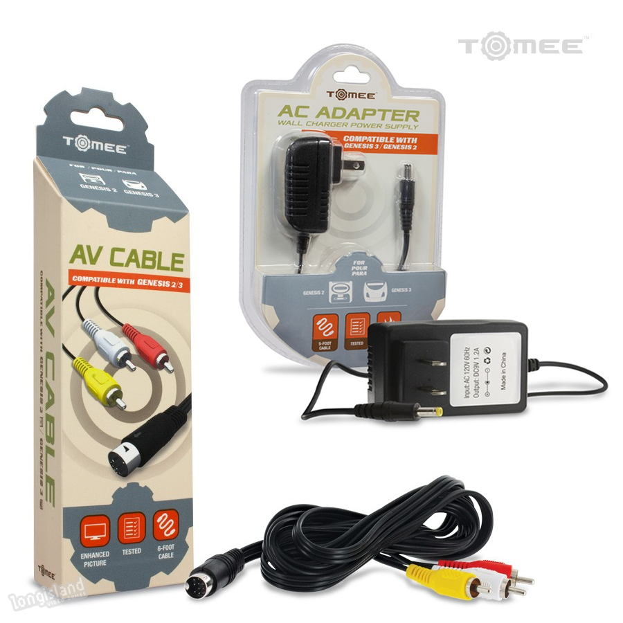 *NEW* Sega Genesis Model 2 Console System AV + AC Cable Power Cord RCA Bundle