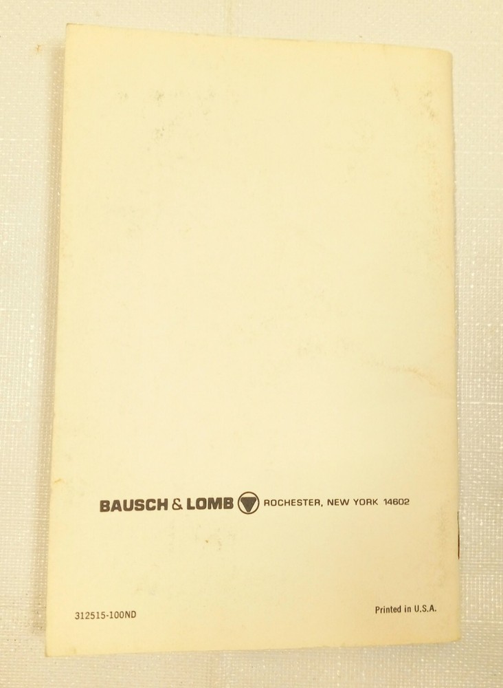 Bausch & Lomb Scholastic Microscopes Reference Manual ESM SSM STZ RITE-LITE ILLU