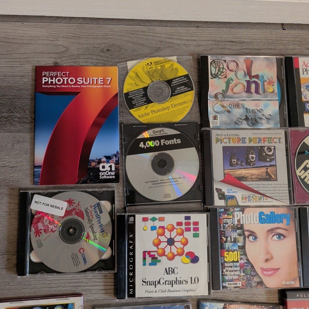 Vintage Computer Software CD-Rom Adobe Photoshop MGI Image Video Editor Clipart