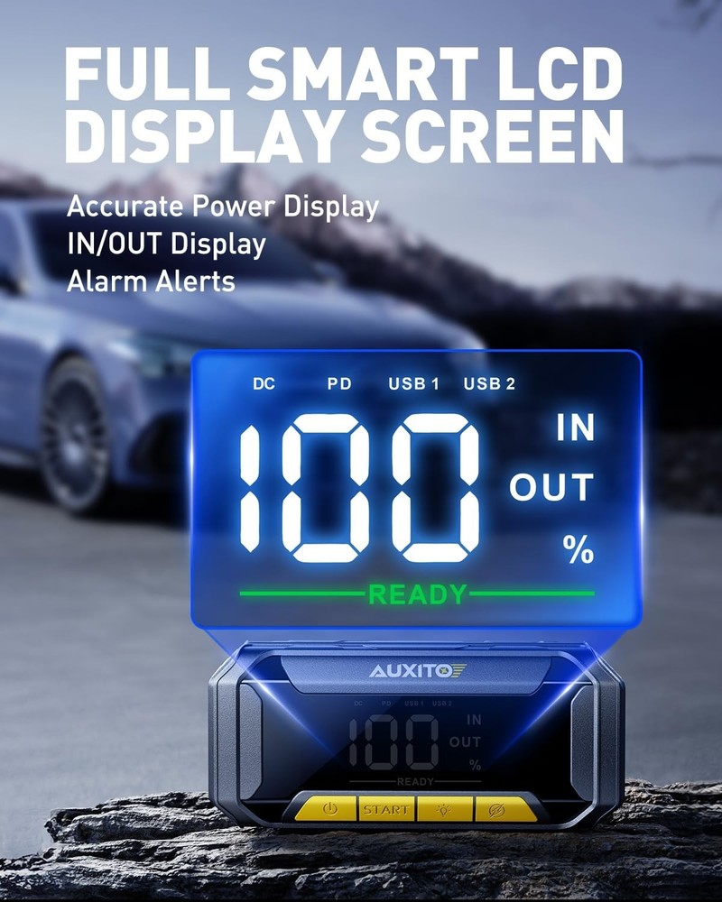 AUXITO 8000A Car Battery Jump Starter Boost Force Start Function Jump Box 60W