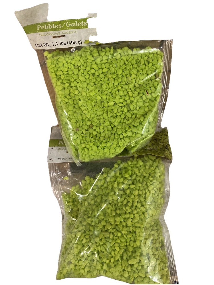 2 Decorative Green Accent Pebbles/Galets - G6