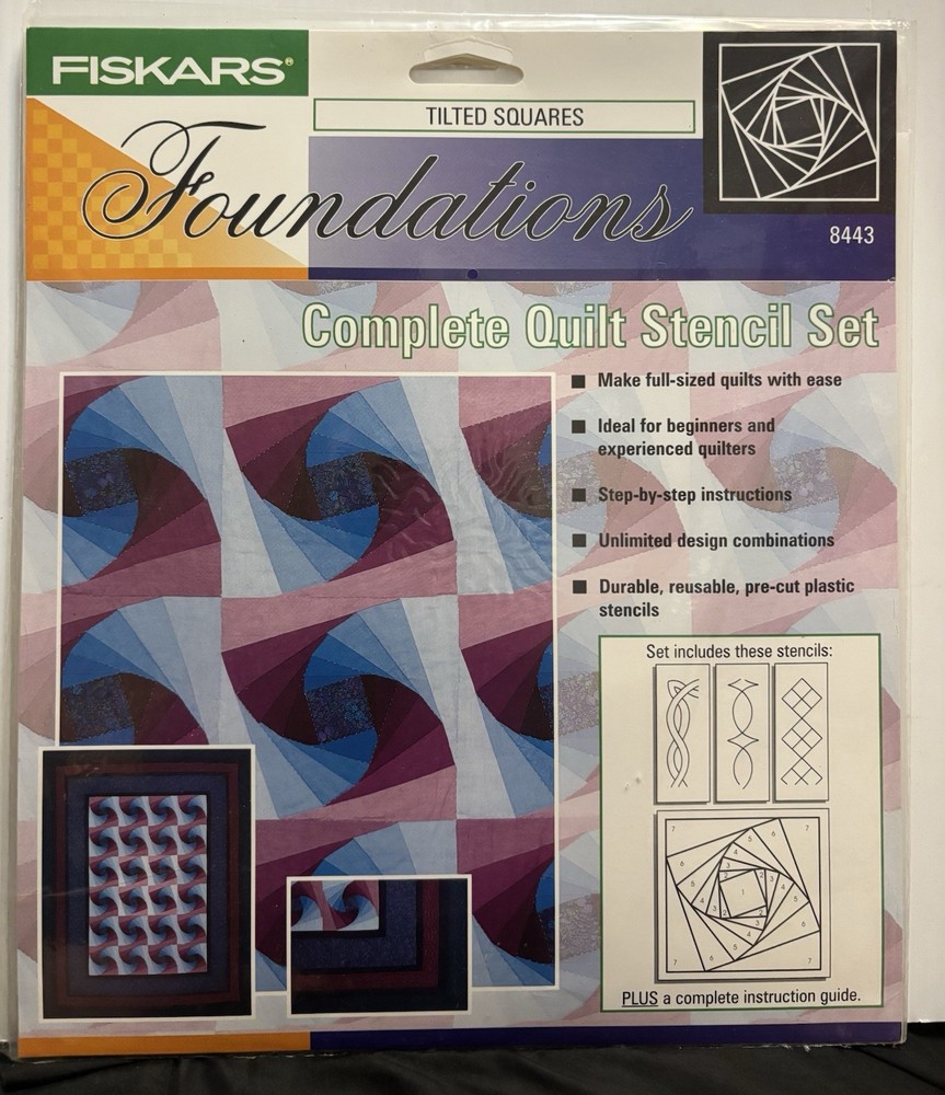 Fiskars Foundations Tilted Squares #8443 Complete Quilt Stencil Set FREE SHIP