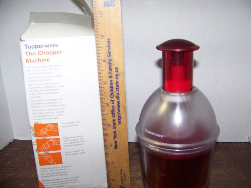 Vintage Tupperware The Chopper Machine Hand Chopper Ruby Red