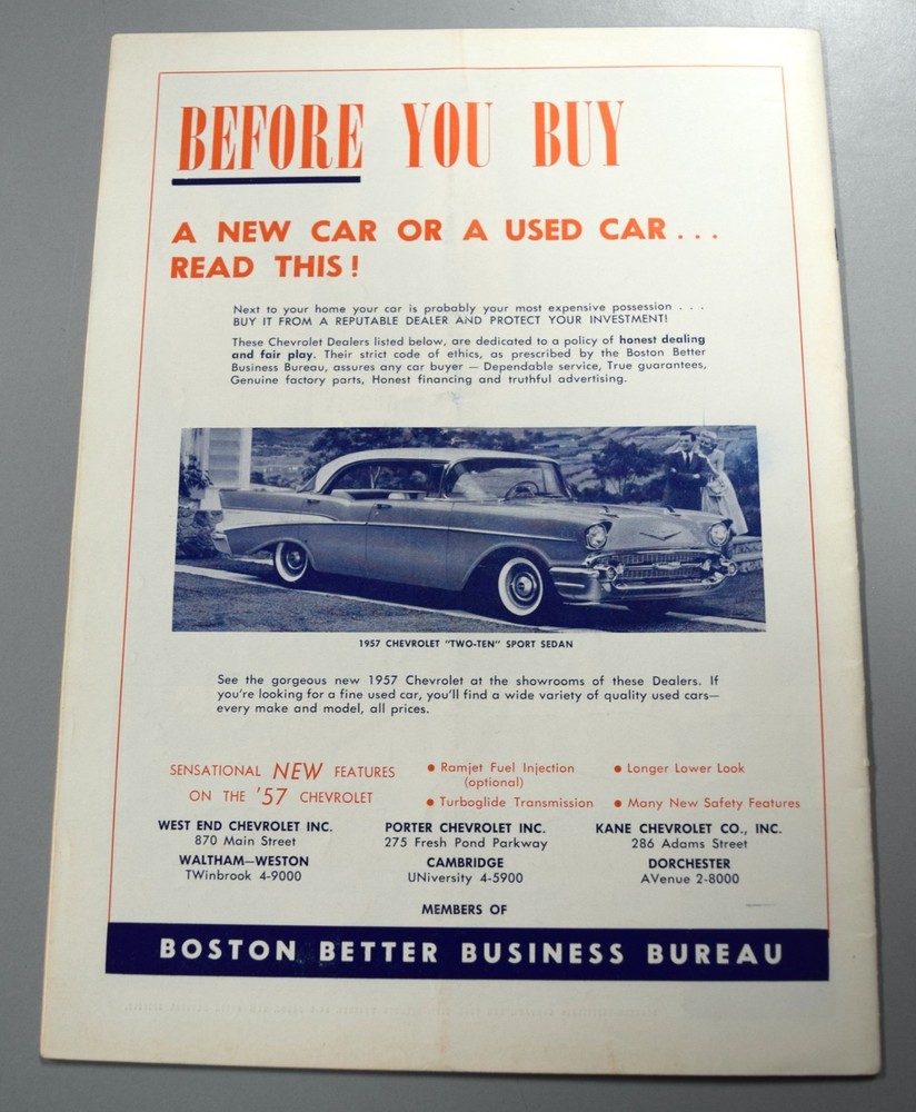 Boston Bruins Vs Chicago Blackhawks December 2nd 1956 Official Game Program