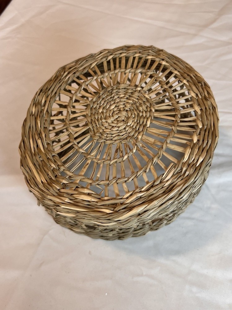 Boho Rattan Wicker Basket 6.5" Round 4.5" Tall
