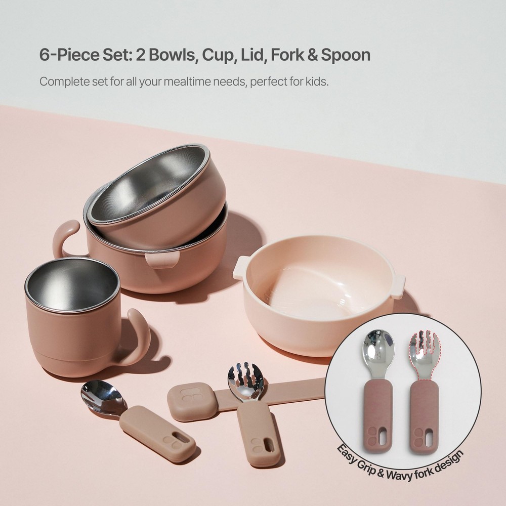 Stainless Steel Dinnerware Set | 2 Bowls, Cup, Fork&Spoon, Lid | Perfect for ...