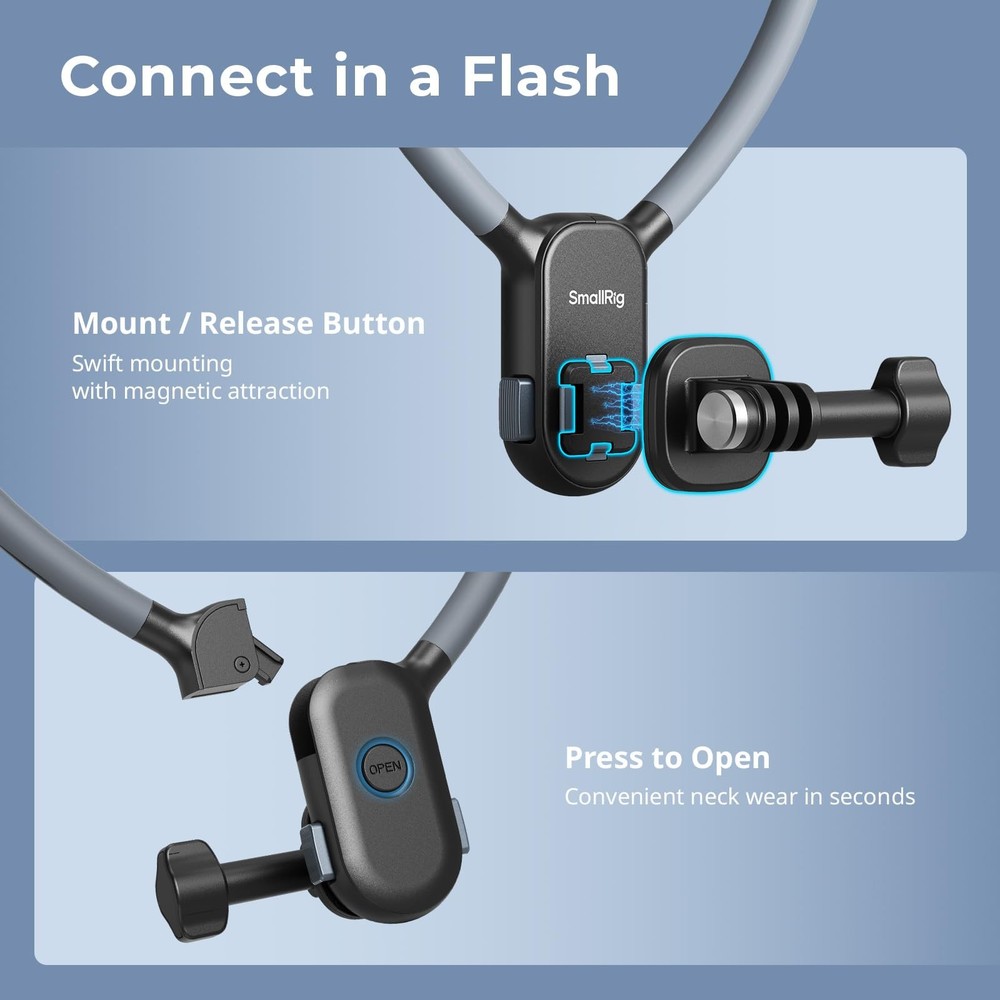 SMALLRIG Magnetic Neck Mount for Action Camera, Quick Release One-Click black