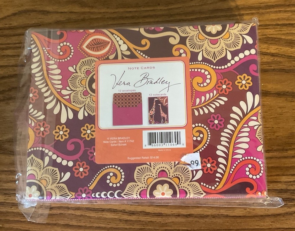 VERA BRADLEY Notecards/Envelopes Safari Sunset Original Package New