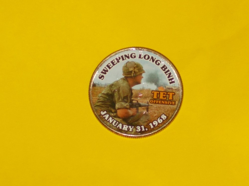 Colorized Kennedy Half Dollar - Tet Offensive - Sweeping Long Binh K585