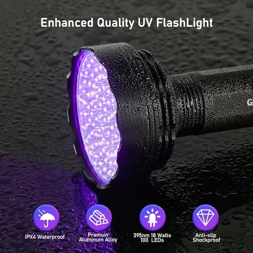 UV Flashlight Black Light - 100 LED - UV Flashlight for Dog/Cat - 100LED