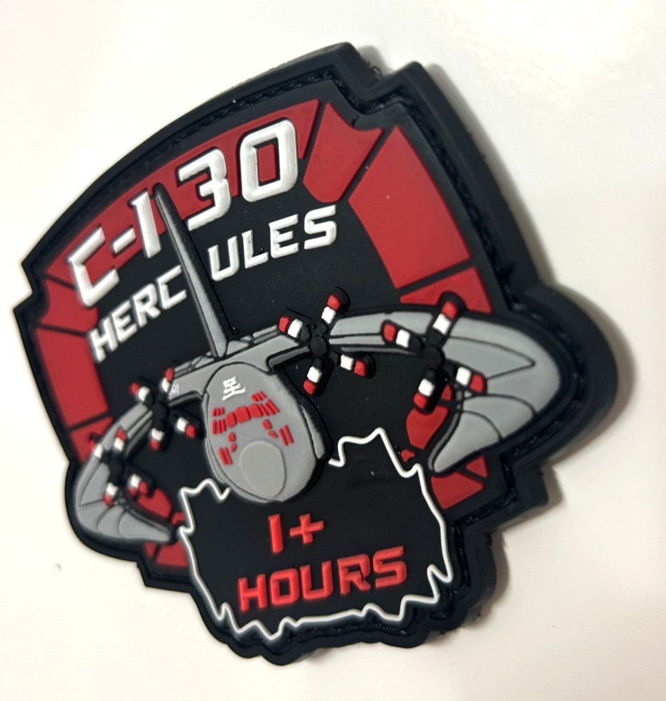 C-130 / +1 HOURS SHOULDER PATCH -HIGH QUALITY PVC