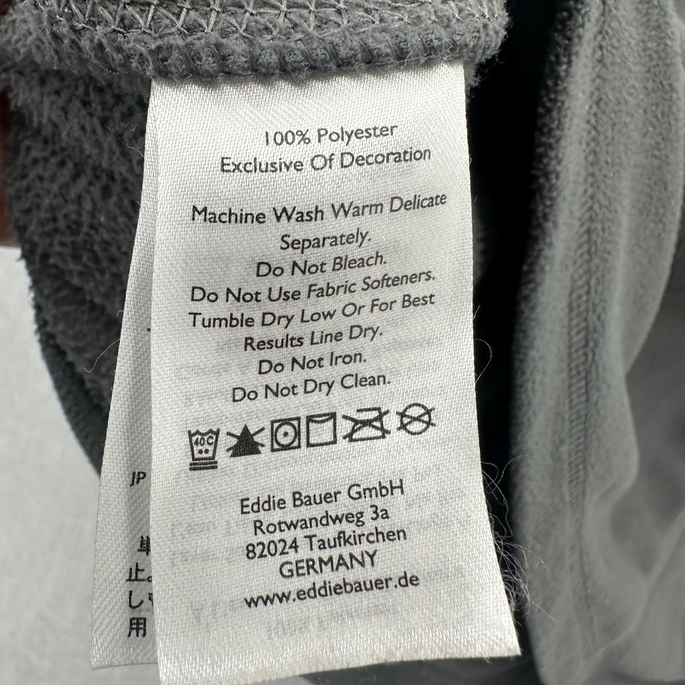 Eddie Bauer Pullover Men Large Gray 1/4 Zip Fleece Mock Neck Long Sleeve Solid