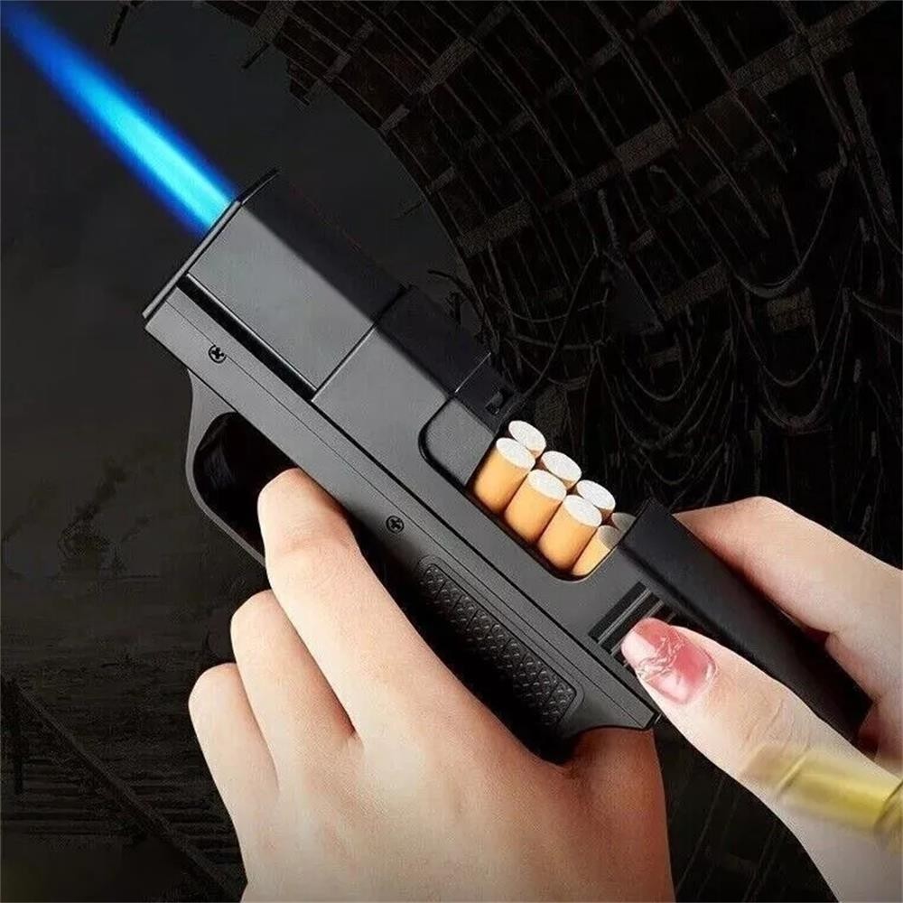 1-5pc Unique Butane Cigarette LIGHTER&CASE Adjustable Jet Torch Flame Pistol Gun