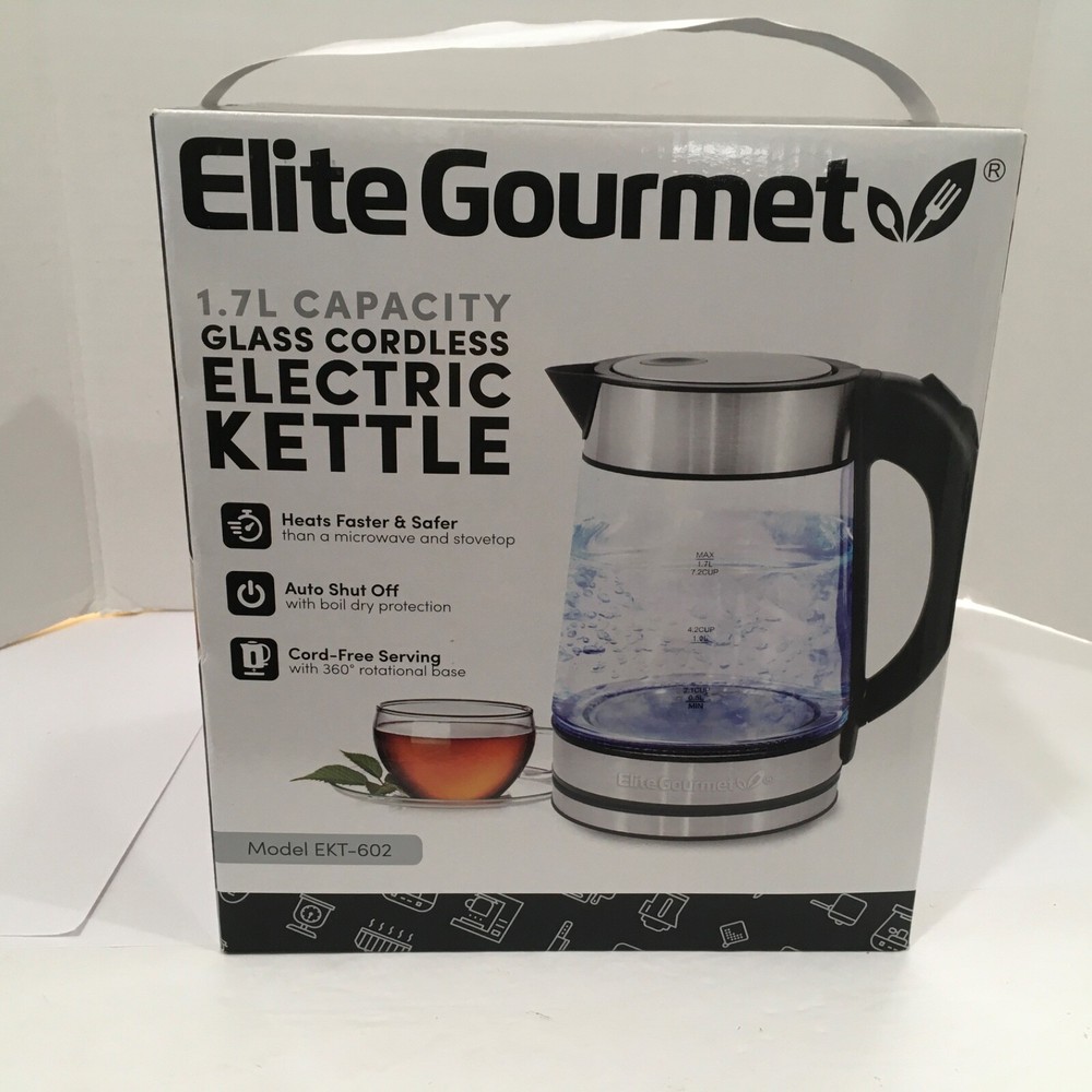 Electric Tea Kettle Glass 1.7L Fast Boil Blue LED Auto Shut Off BPA Unused NEW