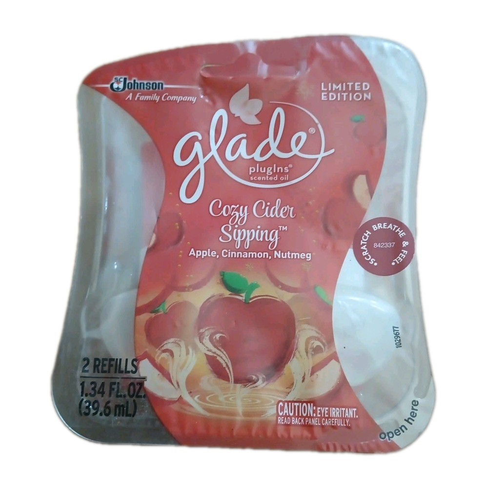 Glade Plugins Cozy Cider Sipping 2 Count Scented Oil Refills Apple Cinnamon