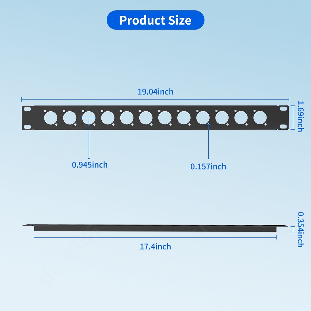 12 Port/Way/Hole Hinged Patch Panel - 1U 19" Rack Mount D-Type Connectors(Black)