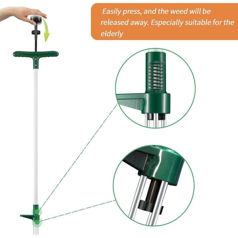 39.5 In. Weed Puller, Stand up Weeder Hand Tool, Long Handle Garden Weeding Tool